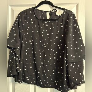 Black Star Blouse with Tie Back Detail